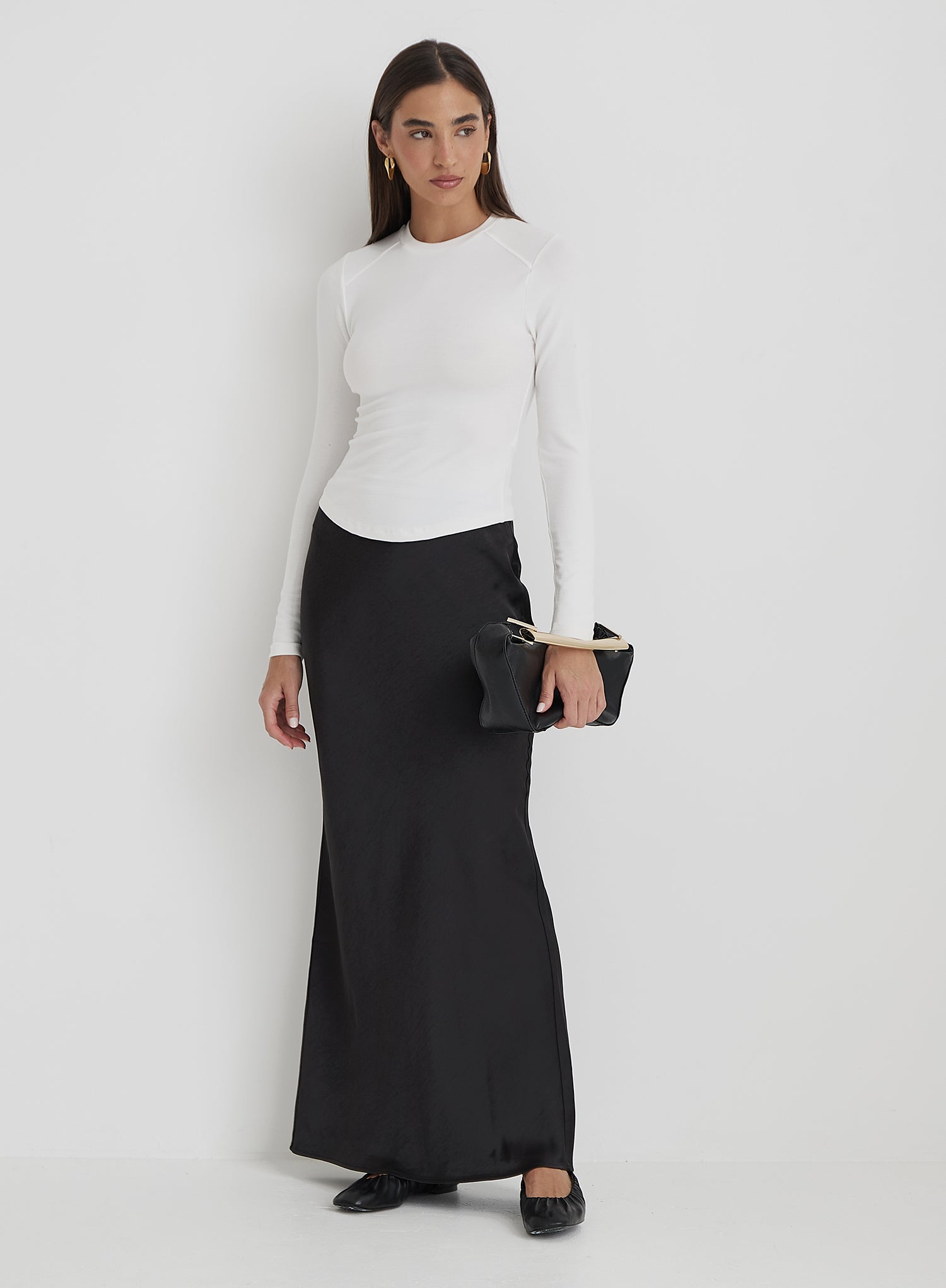 White Long Sleeve Jersey Top